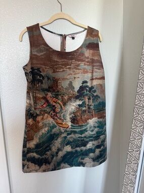 The Kit - Unique Surf Scene Mini Shift Dress /Tunic - Multicolor